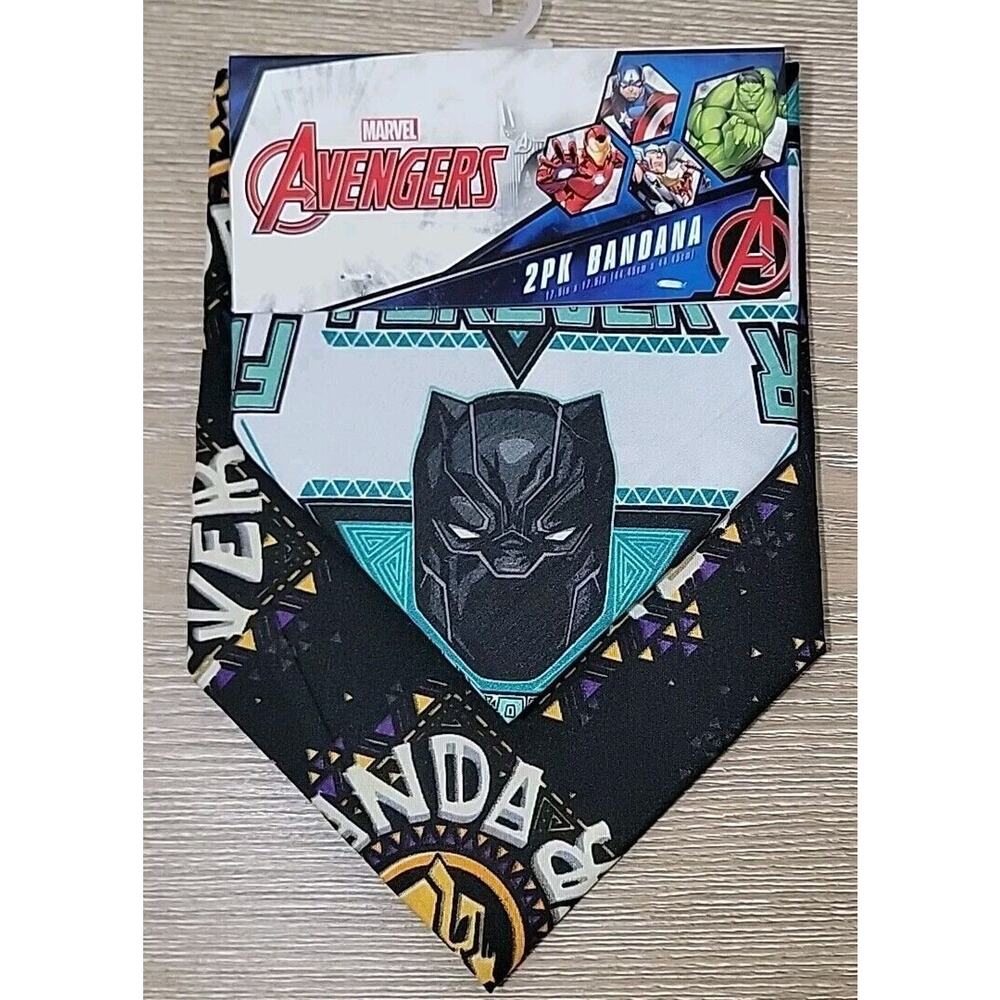 Marvel Avengers 2 pack Black Panther, Wakanda Forever Bandana 17.5” x 17.5” NEW